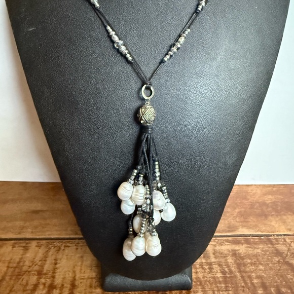 J. Jill Pearl silver tone Cluster Freshwater Pearl Necklace